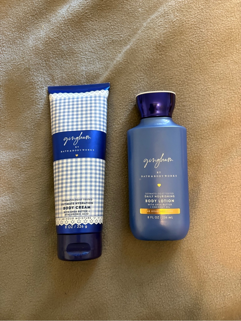 New Bath & Body Works Gingham Blue Body Lotion & Cream Set